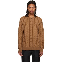 Tan True Cable Sweater 232173M201004