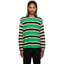 Black   Green Striped Sweater 232173M201009