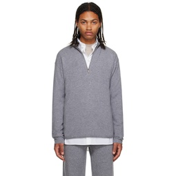 Gray Half Zip Sweater 232173M202000