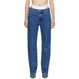 Blue Layered Loose Jeans 232187F069026