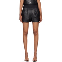 Black Safari Leather Shorts 232187F088015