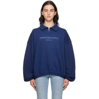 Navy Half Zip Sweatshirt 232187F097008