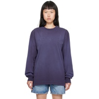 Purple Embossed Long Sleeve T Shirt 232187F110024