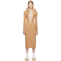 Taupe   Beige Hooded Maxi Dress 232188F054025