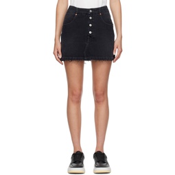 Black Frayed Miniskirt 232188F090002