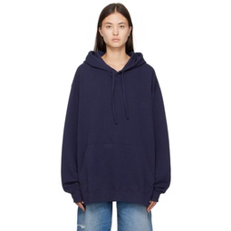 Blue Embroidered Hoodie 232188F097015