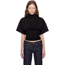 Black Paneled Sweater 232188F099000