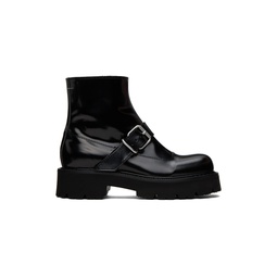 Black Buckle Ankle Boots 232188F113010