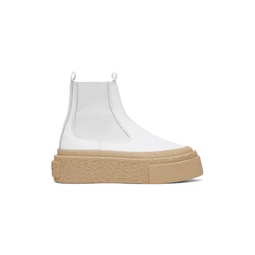 White Leather Platform Chelsea Boots 232188F113013