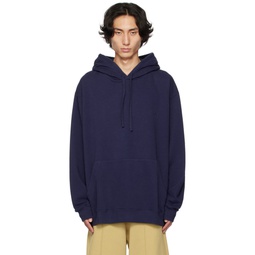 Blue Embroidered Hoodie 232188M204016
