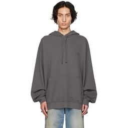 Gray Embroidered Hoodie 232188M204017