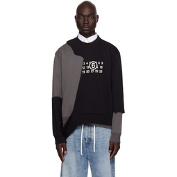 Gray   Black Layered Sweatshirt 232188M204028