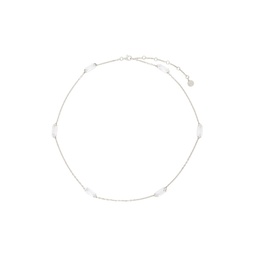 Silver Clear Crystal Chain Necklace 232201M145005