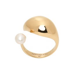 Gold Blown Alien Pearl Ring 232201M147008