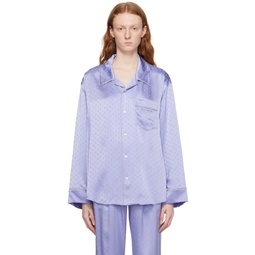Blue Embroidered Pyjama Shirt 232214F109006