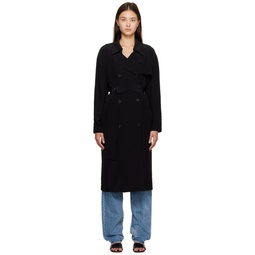 Black Double Breasted Trench Coat 232216F067000