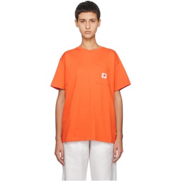 Orange Pocket T Shirt 232219F110007