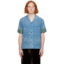Blue Hand Embroidered Shirt 232224M192001