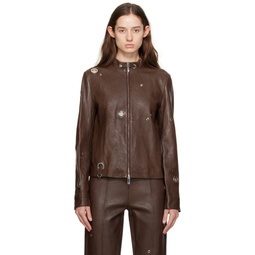 Brown Lauren Leather Jacket 232231F064013