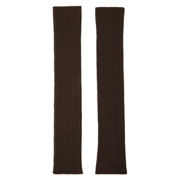 Brown Ribbed Arm Warmers 232232F012000