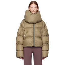 Green Funnel Neck Down Jacket 232232F061019
