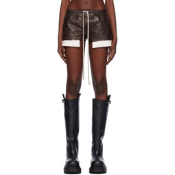 Brown Fog Leather Shorts 232232F088033