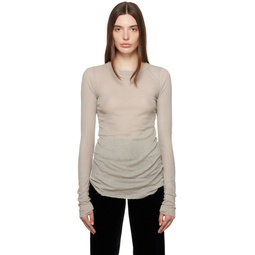 Gray Rib Long Sleeve T Shirt 232232F110010