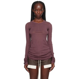 Purple Rib Long Sleeve T Shirt 232232F110013