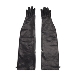 Black Zip Pocket Long Gloves 232232M135013