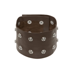 Brown Leather Choker 232232M145015