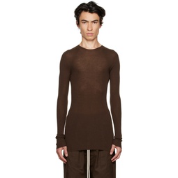 Brown Ribbed Sweater 232232M201015