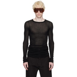 Black Rib Long Sleeve T Shirt 232232M213032