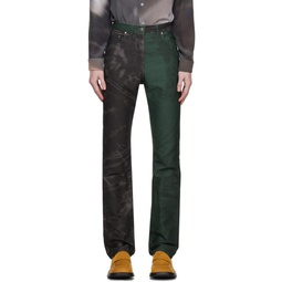 Green   Black Paneled Jeans 232238M186000