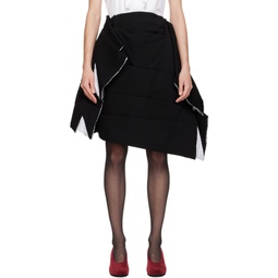 Black Tiered Midi Skirt 232245F092004