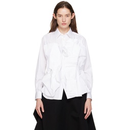 White Ruffle Shirt 232245F109000