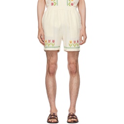 Off White Floral Shorts 232245M193008