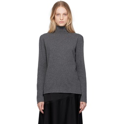 Gray Rolled Turtleneck 232249F099006