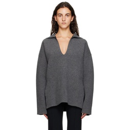 Gray   Black Reversible Sweater 232249F100001