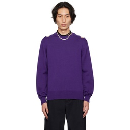 Purple Cutout Sweater 232249M201006