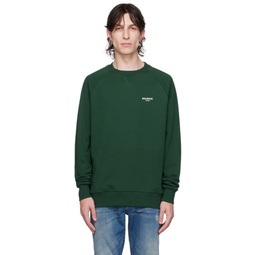 Green Flocked Sweatshirt 232251M204010