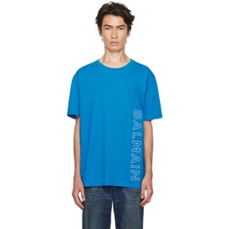 Blue Embossed T Shirt 232251M213002