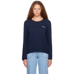 Navy Embroidered Sweater 232252F096003