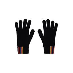 Black Artist Stripe Gloves 232260M135001