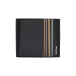 Black Signature Stripe Wallet 232260M164015