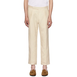 Beige Pleated Trousers 232261M191003