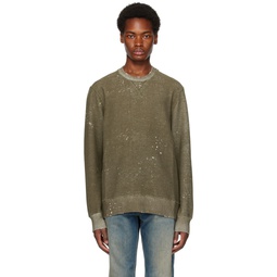 Green Distressed Sweatshirt 232264M204001