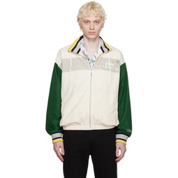 Off White   Green Printed Bomber Jacket 232268M175001