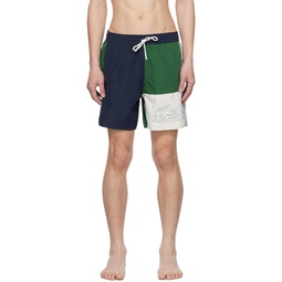 Navy   Green Colorblock Swim Shorts 232268M193001