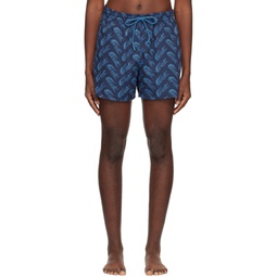 Navy Printed Swim Shorts 232268M208000