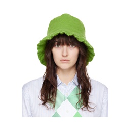 Green Wool Nylon Tweed Bucket Hat 232270F015002